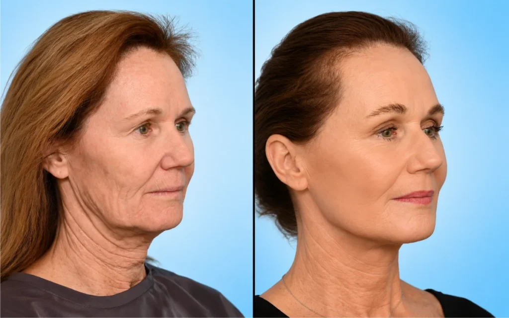 Deep Plane Facelift vs Traditional Facelift: What’s the Difference? 3 Facelift before and after showing improved facial contours and skin appearance