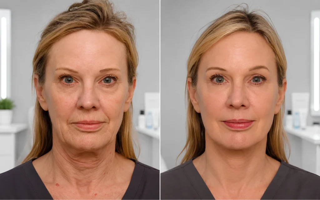 Top Facial Plastic Surgery Trends in Dubai for 2026 2 Before and after facial rejuvenation results showing a more refreshed appearance