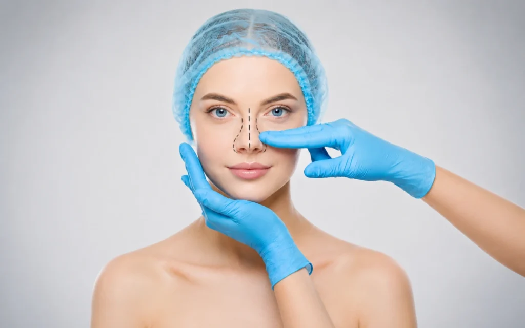 Top Facial Plastic Surgery Trends in Dubai for 2026 1 Rhinoplasty treatment planning with facial markings before nose surgery